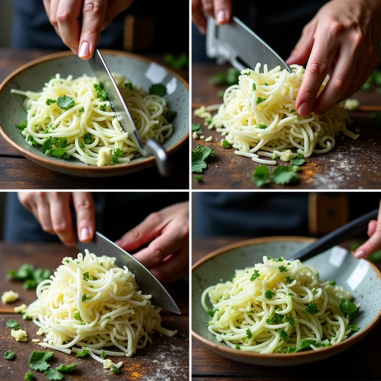 Passo a passo da receita de salada de broto de bambu tailandesa