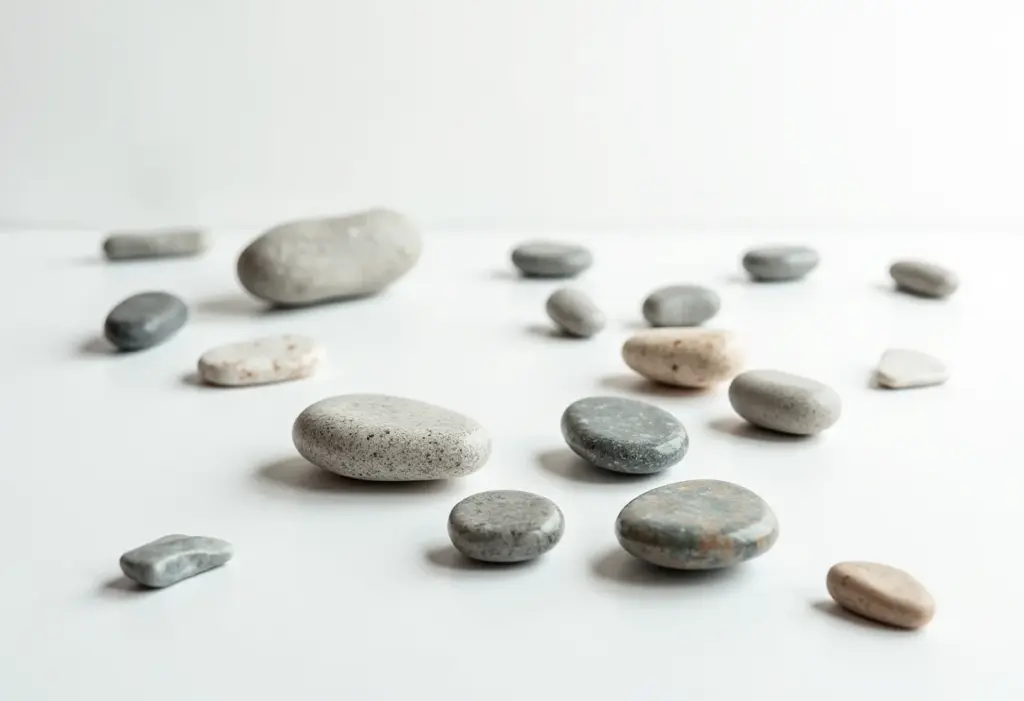 Pedras de rio decorativas em close-up