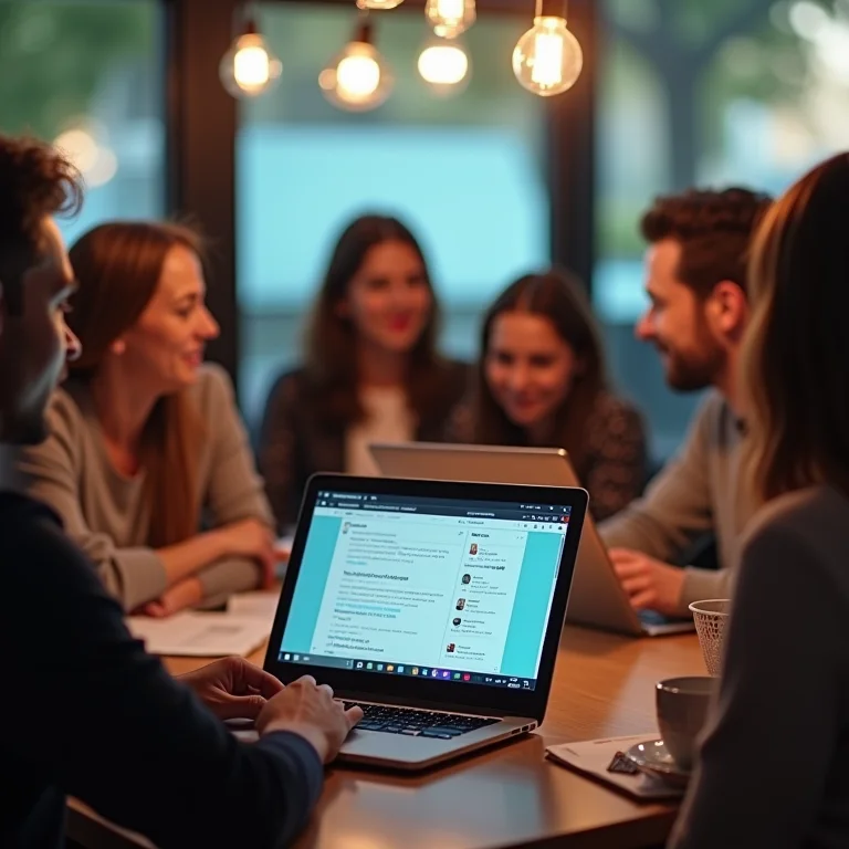 Pessoas participando de uma conferência online em seus laptops