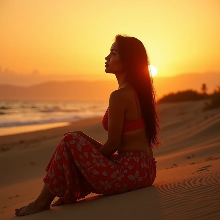 Pôr do sol na Lagoa Bonita nos Lençóis Maranhenses