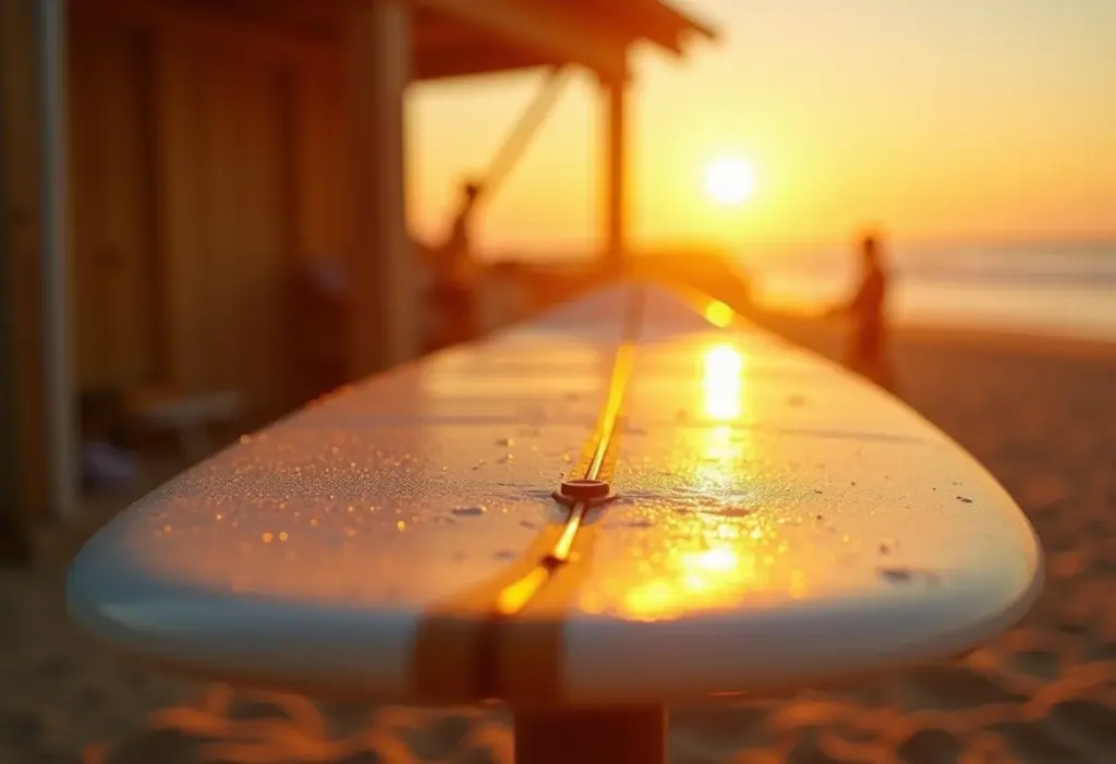 Prancha de surf com parafina recém aplicada