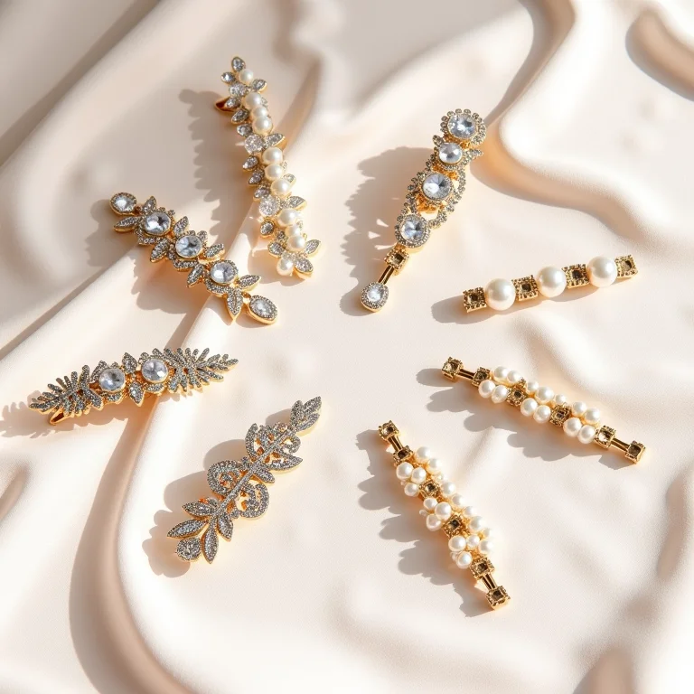 Presilhas statement com brilho e pérolas