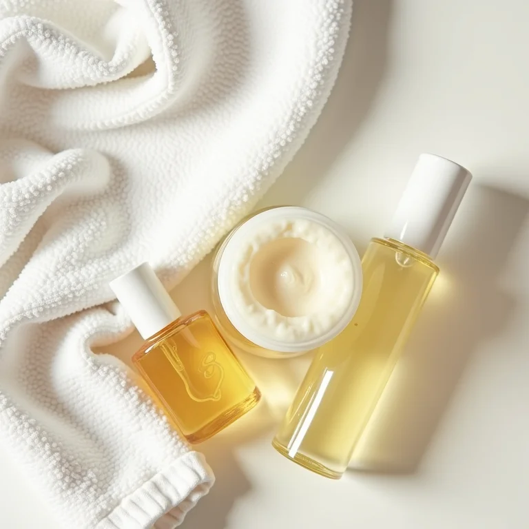 Produtos de banho de lua organizados em estilo flat lay