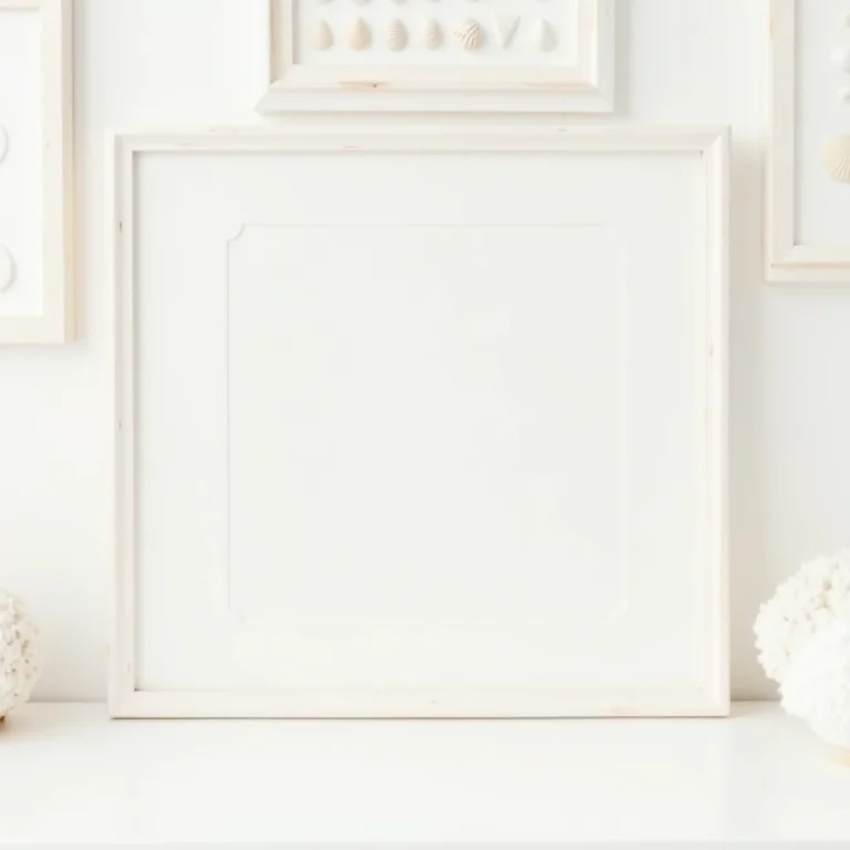 Quadros e murais de conchas decorativas.