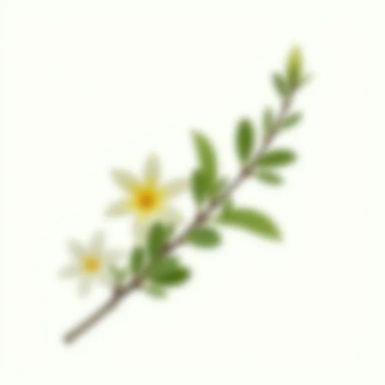 Ramo de Pata de Vaca (Bauhinia forficata) com folhas e flores.