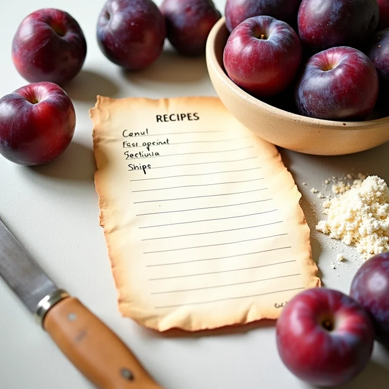 Receita antiga de bolo de ameixa com ingredientes frescos