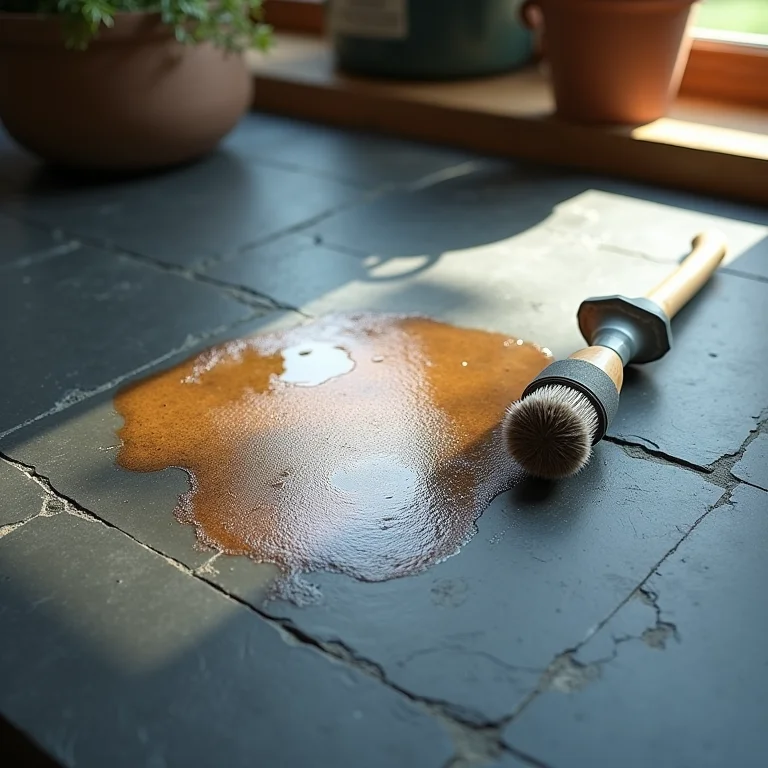 Remoção de manchas em ardósia.