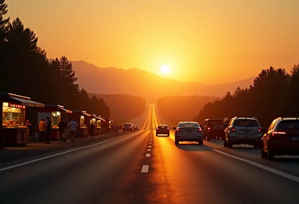 Restaurantes de estrada ao pôr do sol