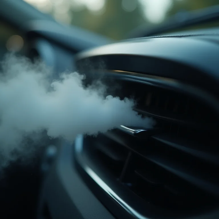 Saída de ar condicionado de carro emitindo mau cheiro, sinal de alerta para a necessidade de limpeza.