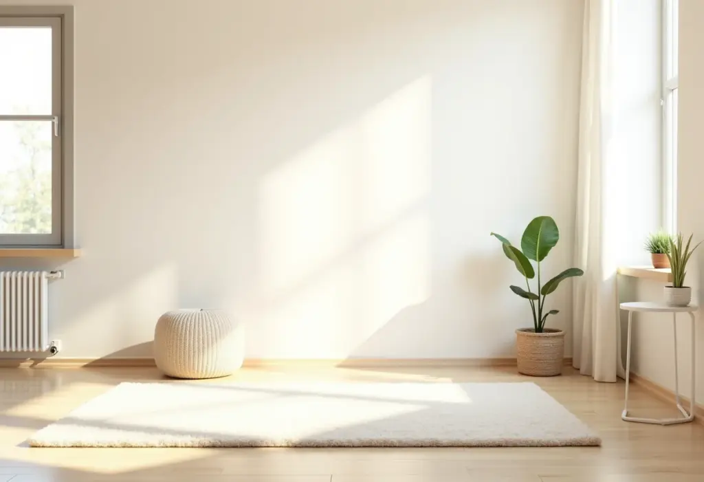 Tapete limpo SEMPRE: 7 truques que ninguém te conta Sala de estar clean e iluminada com tapete claro