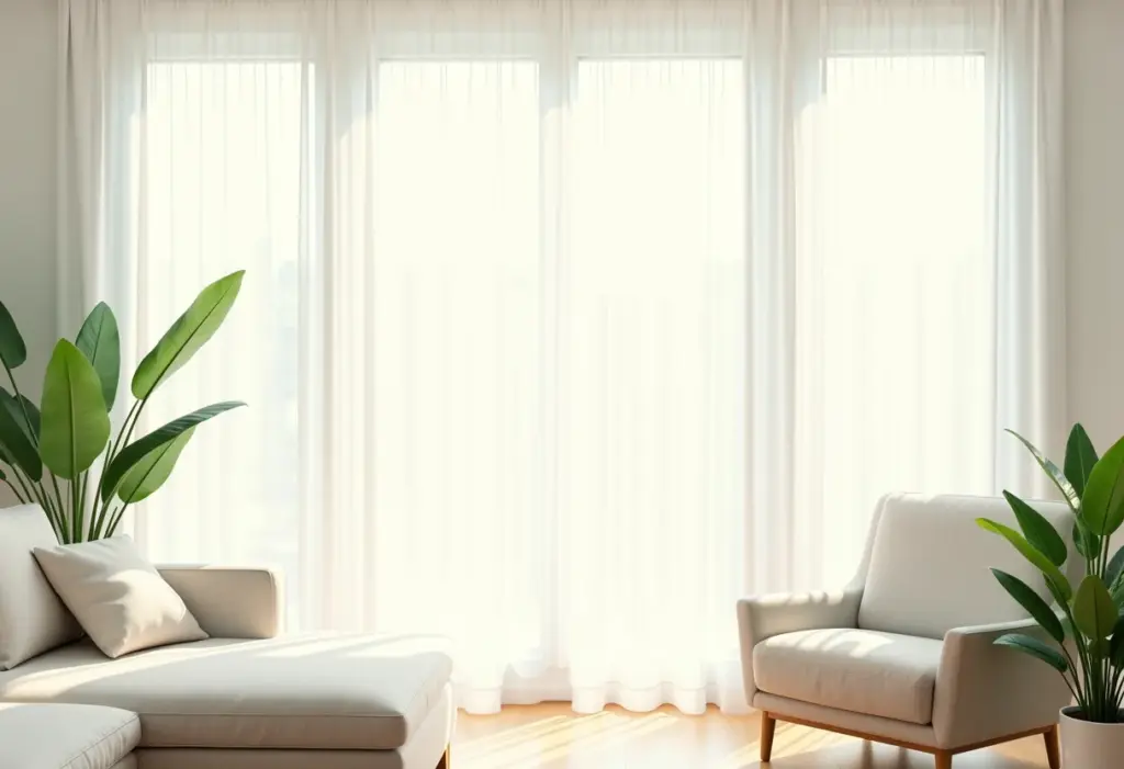 Sala de estar fresca e iluminada com decoração de verão