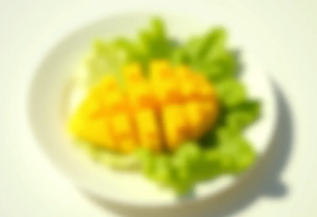 Salada de alface com manga fresca e apetitosa