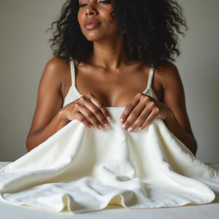 Secando viscose em toalha.