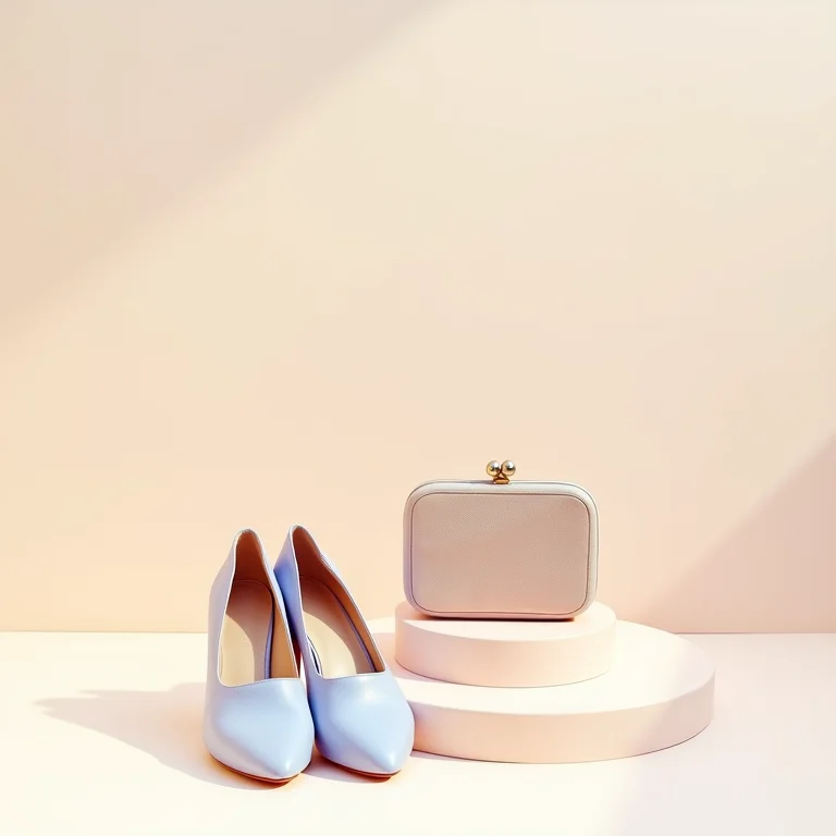 Seleção de vestidos e acessórios em tons pastel para casamento