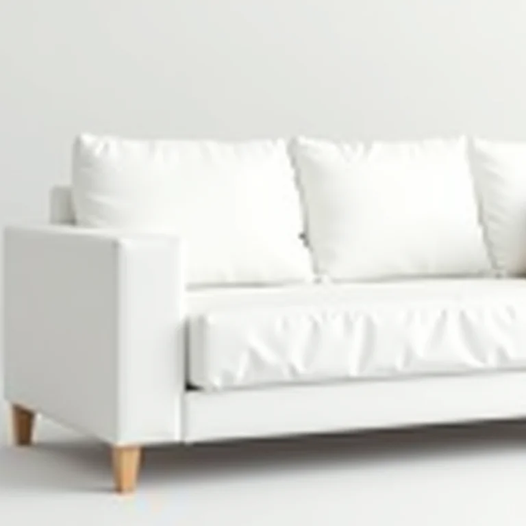 Sofá branco com capa protetora destacando sua durabilidade