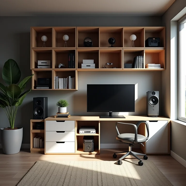 Soluções criativas de armazenamento para organizar equipamentos de jogos.