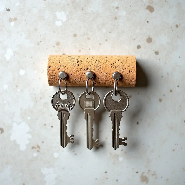 Suporte de chaves feito com rolhas de cortiça