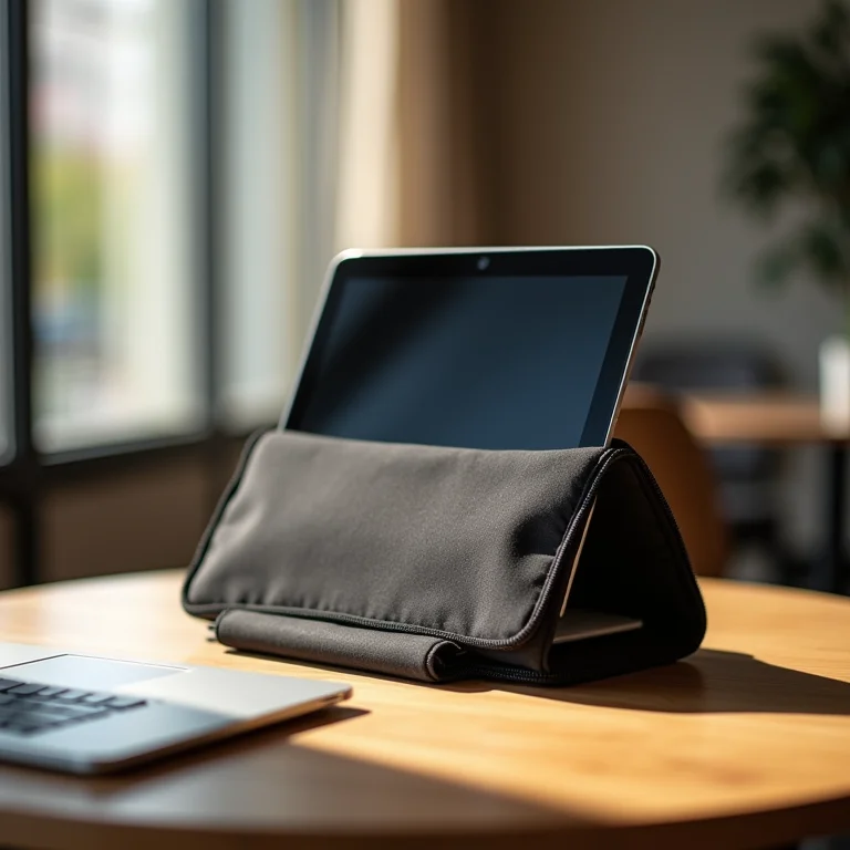 Suporte portátil para notebook em um café