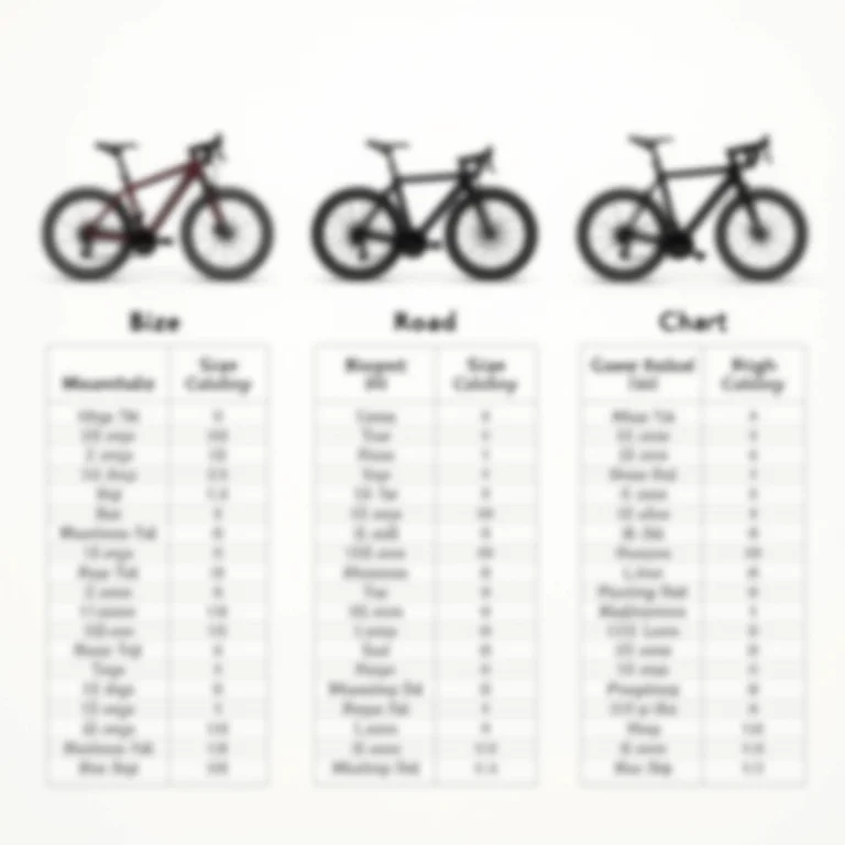 Tabelas de tamanhos de bicicleta por tipo