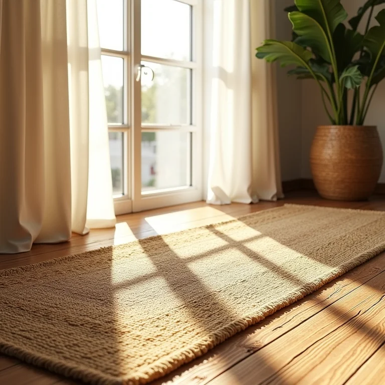 Tapete de sisal exposto à luz solar direta