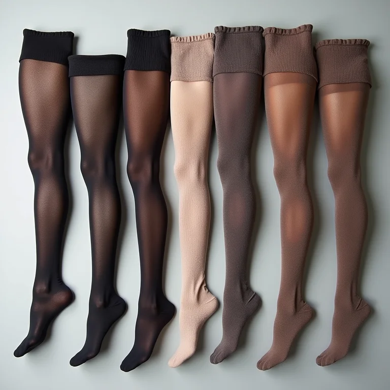 Variedade de meias-calças para usar com saia midi no inverno.