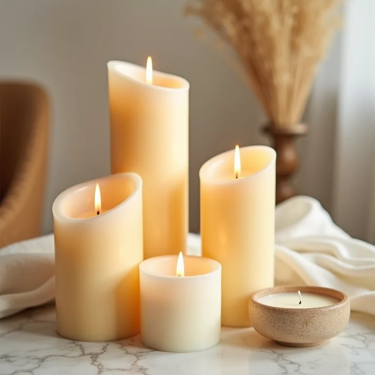 Variedade de velas e diferentes ambientes da casa