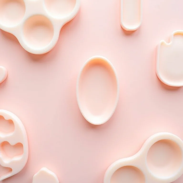 Vários organizadores de maquiagem de silicone DIY em diferentes formatos.