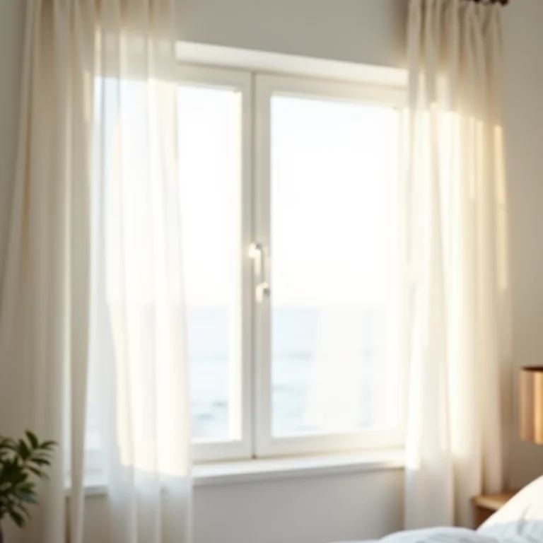 Ventilação cruzada em quarto minimalista