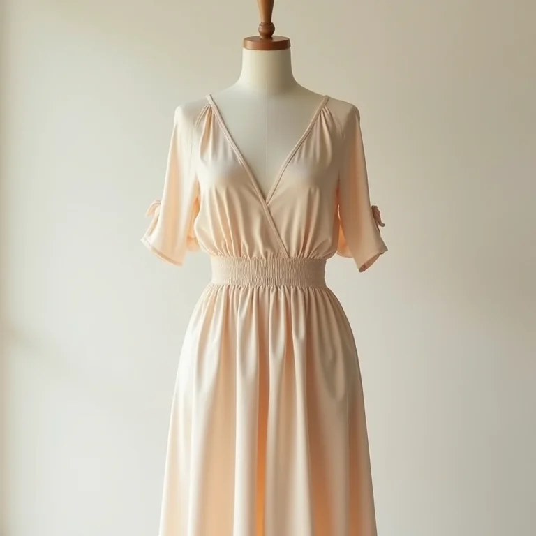 Vestido com corte império em tecido fluido, alongando a silhueta.