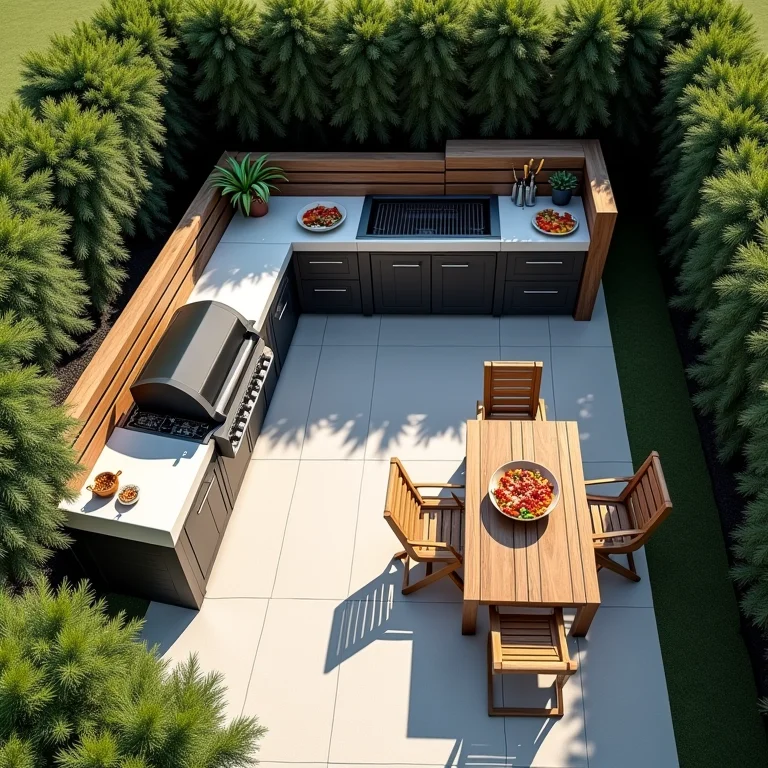 Zonas funcionais em área de churrasco