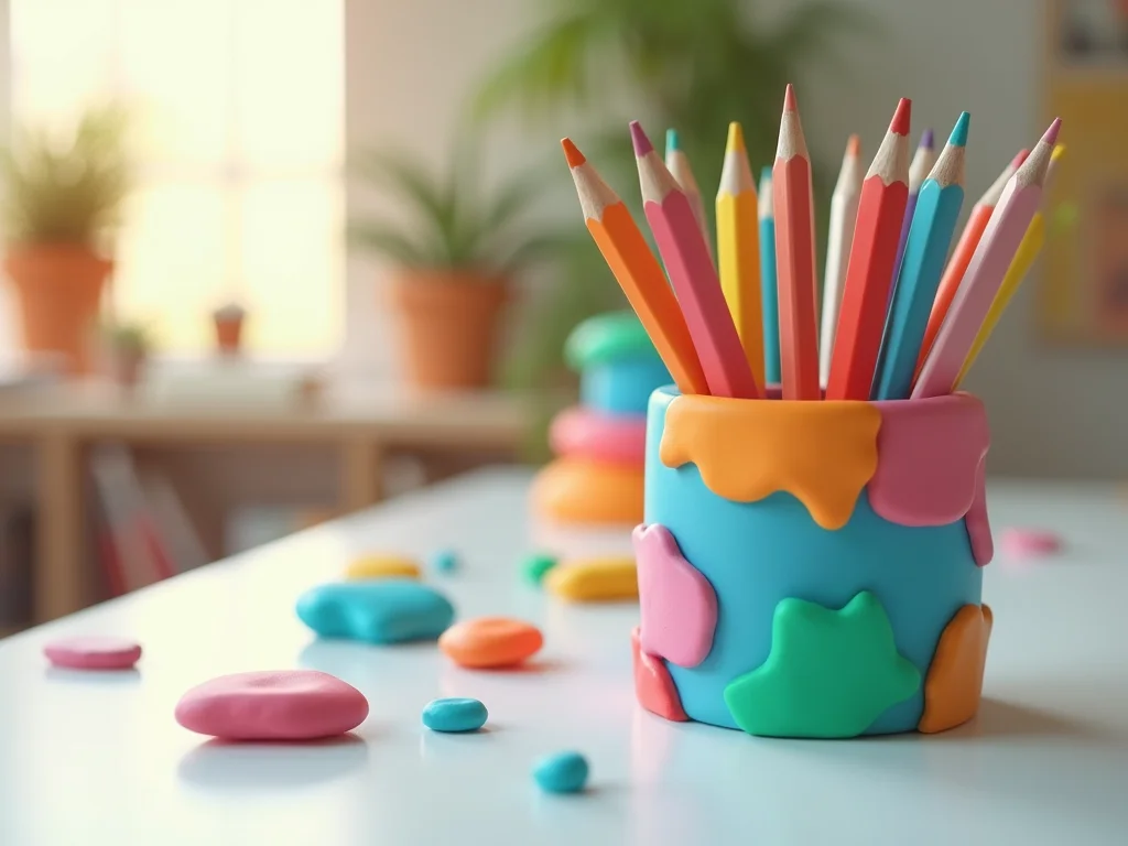 Porta-Lápis Divertido: Crie o Seu com Massa de Modelar Porta-Lápis Divertido: Crie o Seu com Massa de Modelar