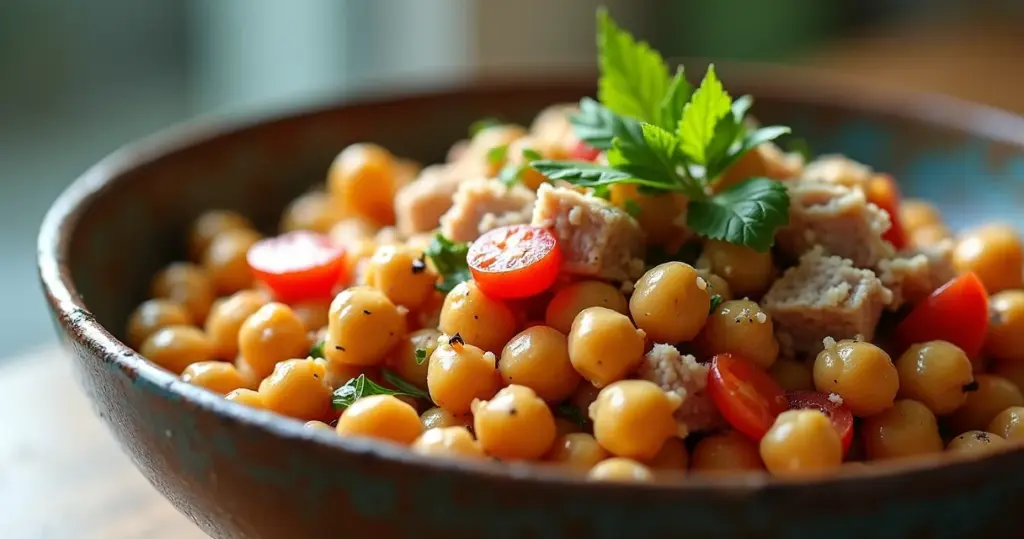 Receita Salada Grão de Bico com Atum: Rápida, Leve e Saborosa Receita Salada Grão de Bico com Atum: Rápida, Leve e Saborosa