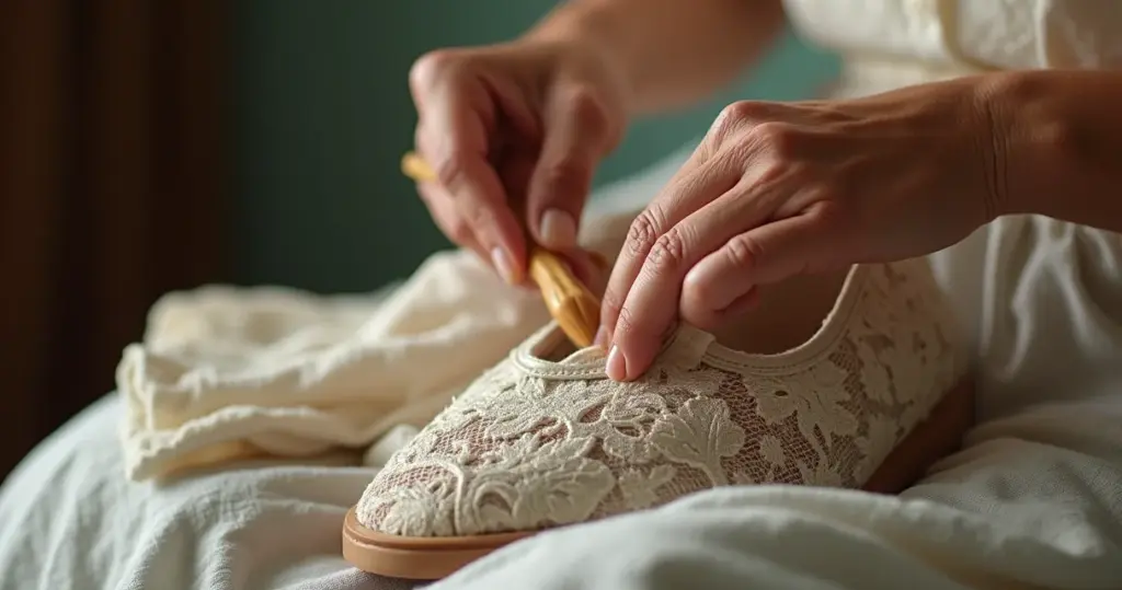 Como cuidar de sapatos de tecido de renda renascença sem estragar os pontos