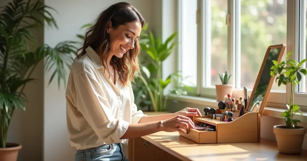 Como fazer um organizador de maquiagem de bambu que acaba com sua bagunça