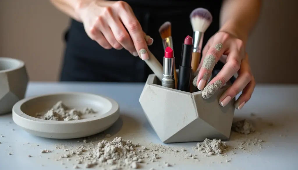 Como fazer um organizador de maquiagem de cimento que parece de loja