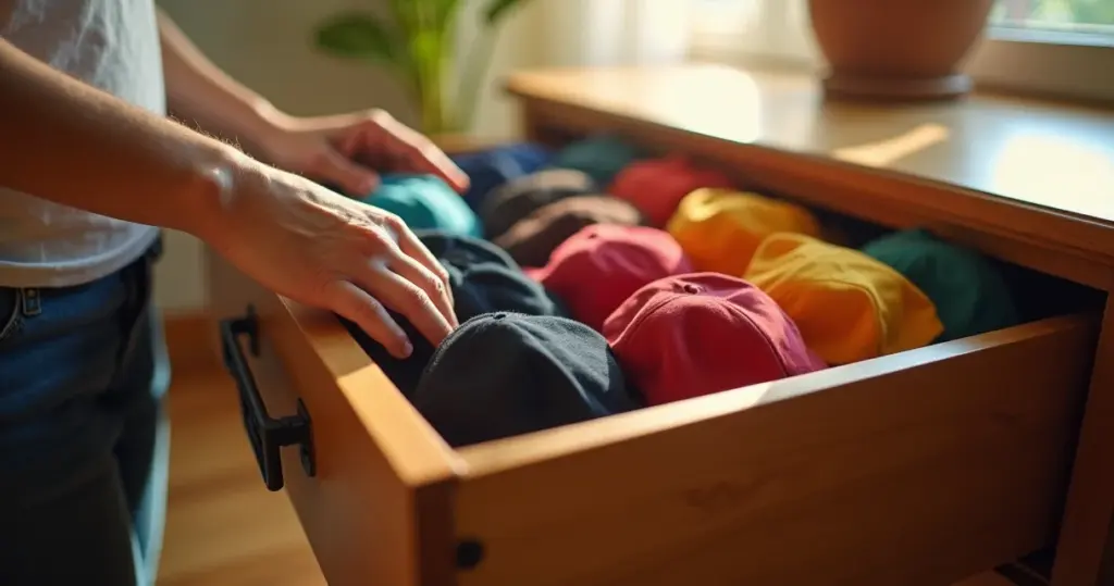 Como organizar a gaveta de bonés sem amassar nem perder tempo procurando